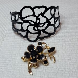 Vintage Floral Brooch & Cuff